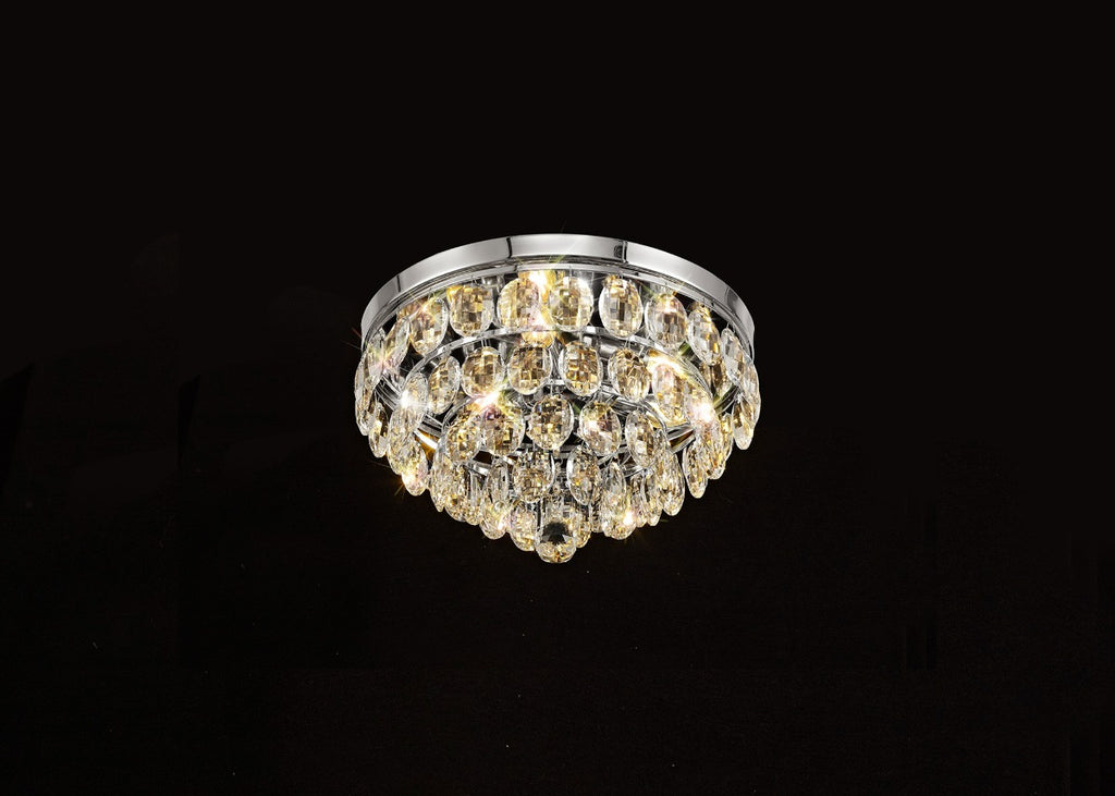 Diyas Coniston 3 Light Round Flush Ceiling Light in Polished Chrome with Crystal