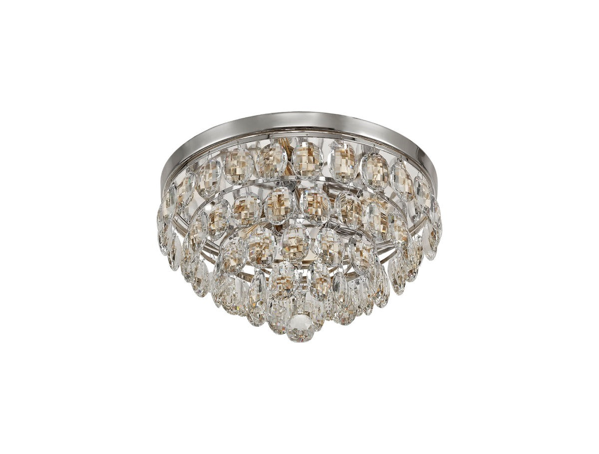 Diyas Coniston 3 Light Round Flush Ceiling Light in Polished Chrome with Crystal