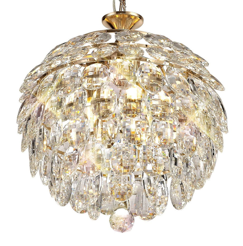 Diyas Coniston 3 Light Small Pendant Light in Gold with Crystal