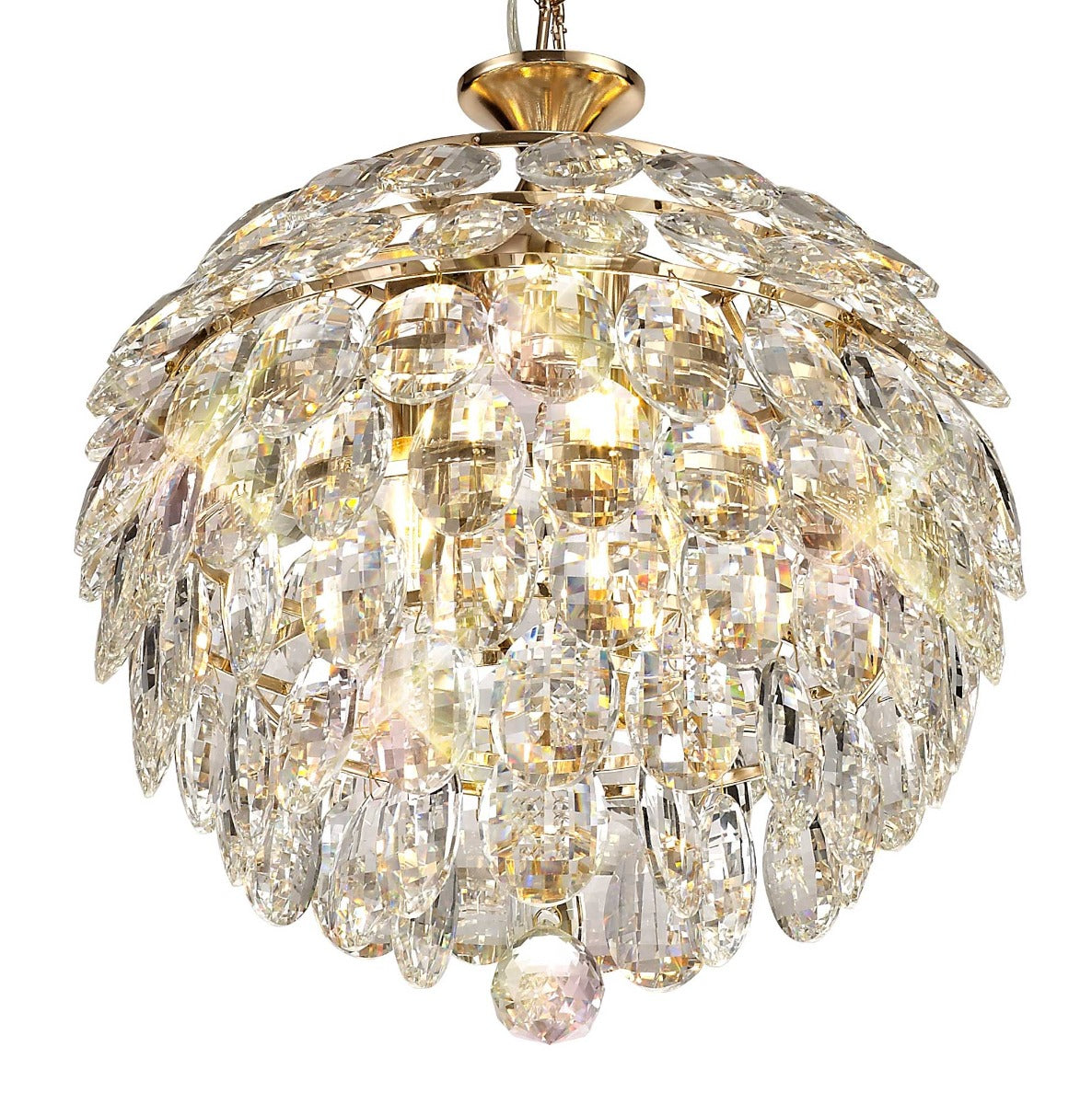 Diyas Coniston 3 Light Small Pendant Light in Gold with Crystal