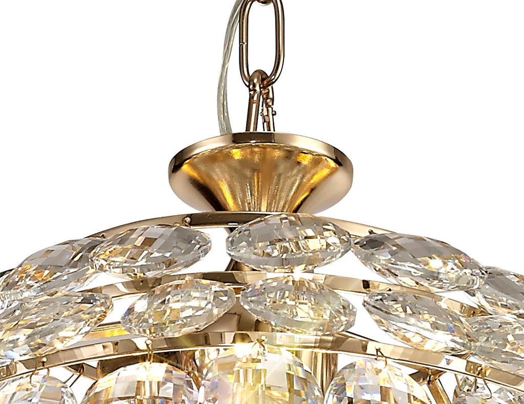 Diyas Coniston 3 Light Small Pendant Light in Gold with Crystal