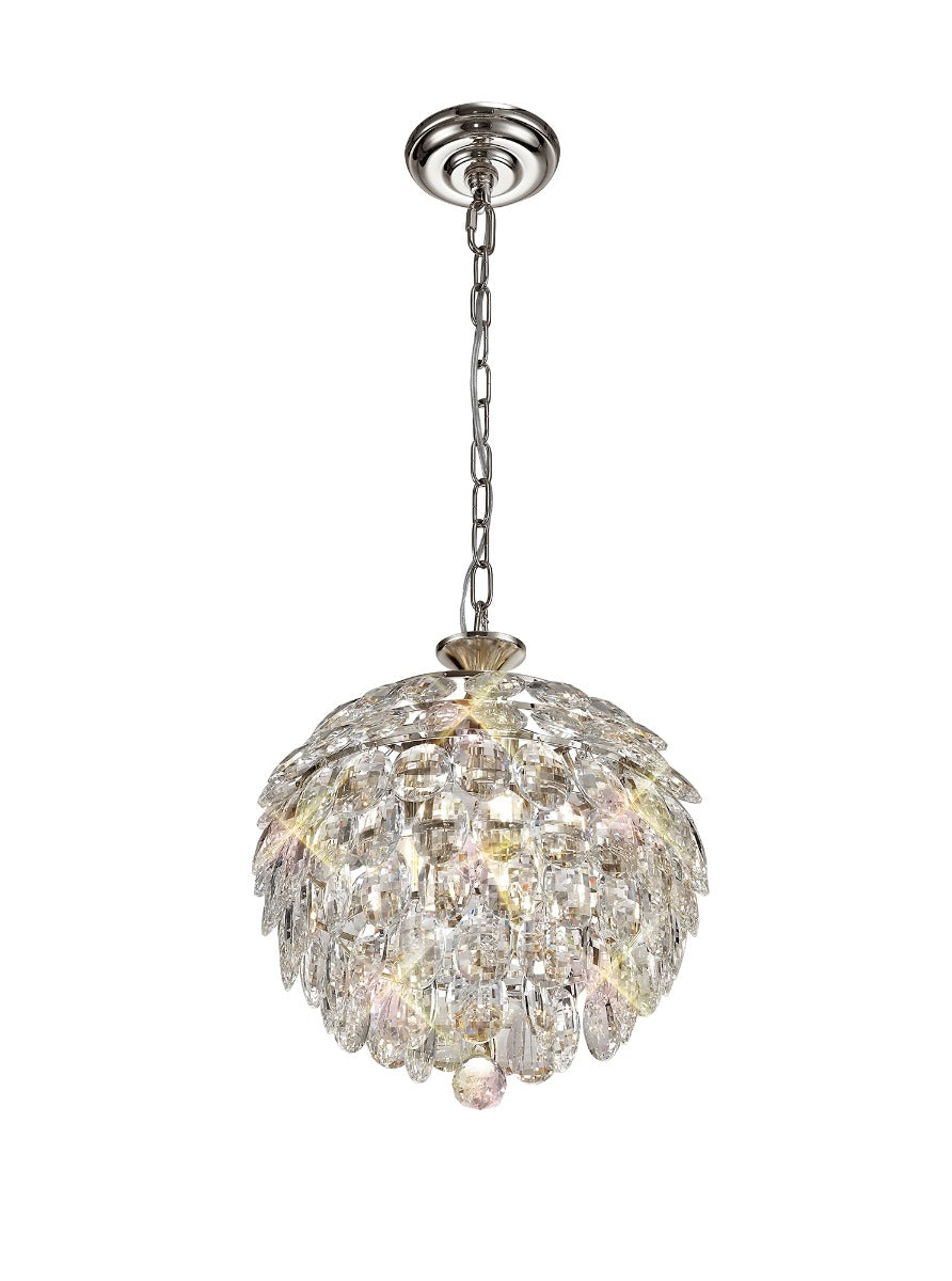 Diyas Coniston 3 Light Small Pendant Light in Polished Chrome with Crystal