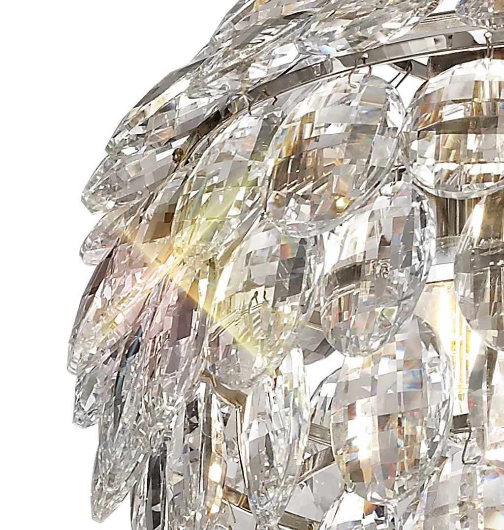 Diyas Coniston 3 Light Small Pendant Light in Polished Chrome with Crystal