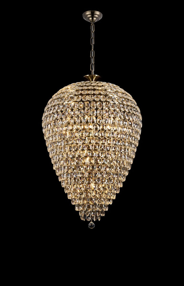 Diyas Coniston 30 Light Tall Acorn Pendant Light in Antique Brass