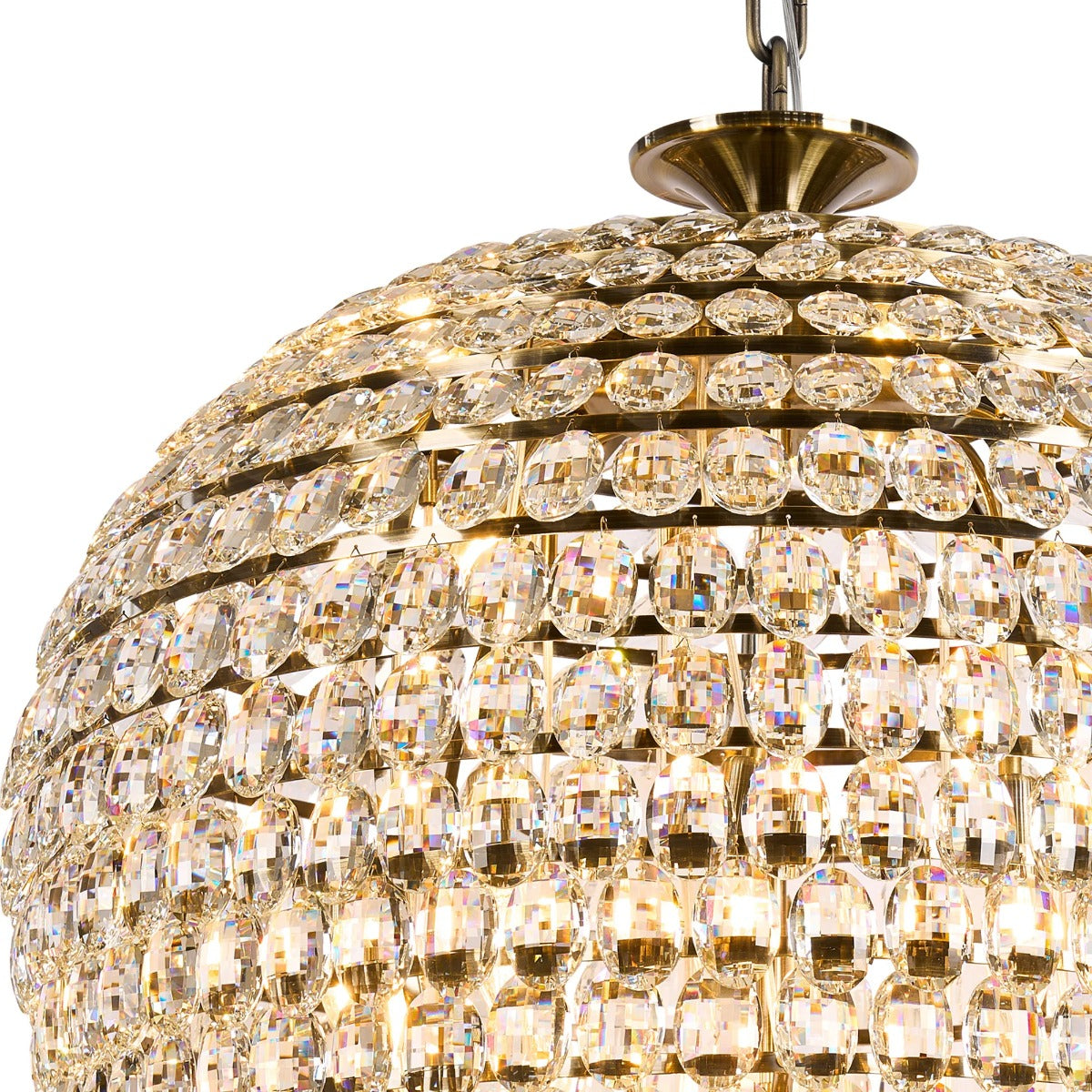 Diyas Coniston 30 Light Tall Acorn Pendant Light in Antique Brass