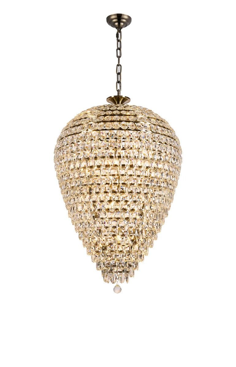 Diyas Coniston 30 Light Tall Acorn Pendant Light in Antique Brass