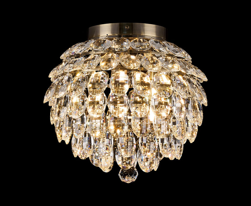 Diyas Coniston 5 Light Ceiling Light in Antique Brass IP44