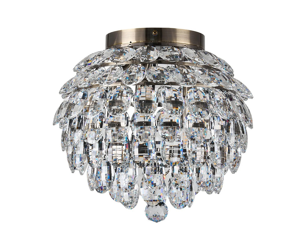 Diyas Coniston 5 Light Ceiling Light in Antique Brass IP44