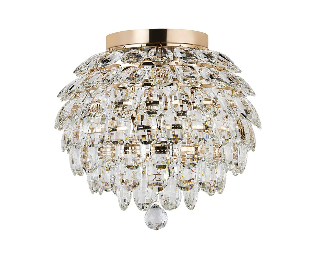 Diyas Coniston 5 Light Ceiling Light in French Gold IP44
