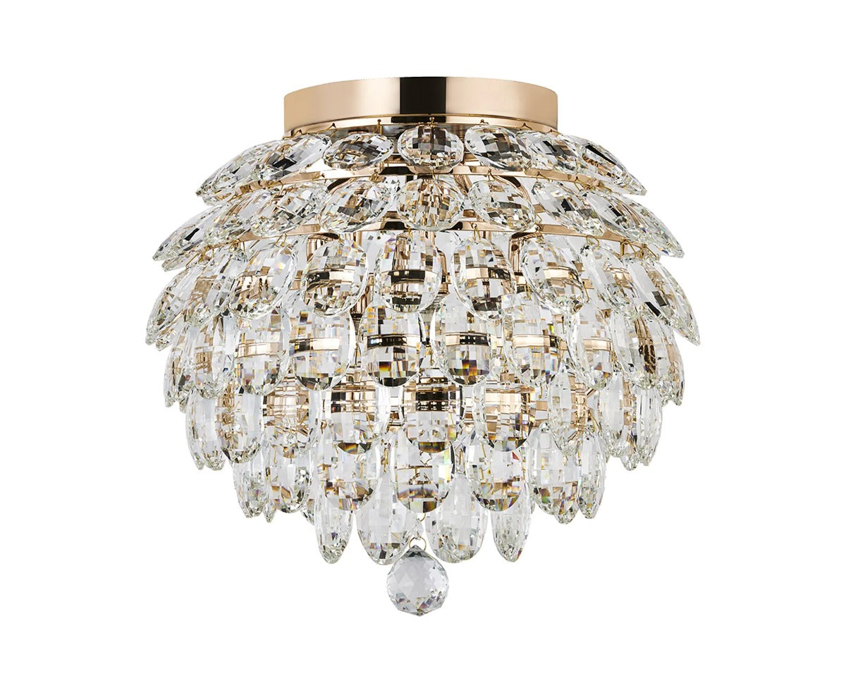 Diyas Coniston 5 Light Ceiling Light in French Gold IP44