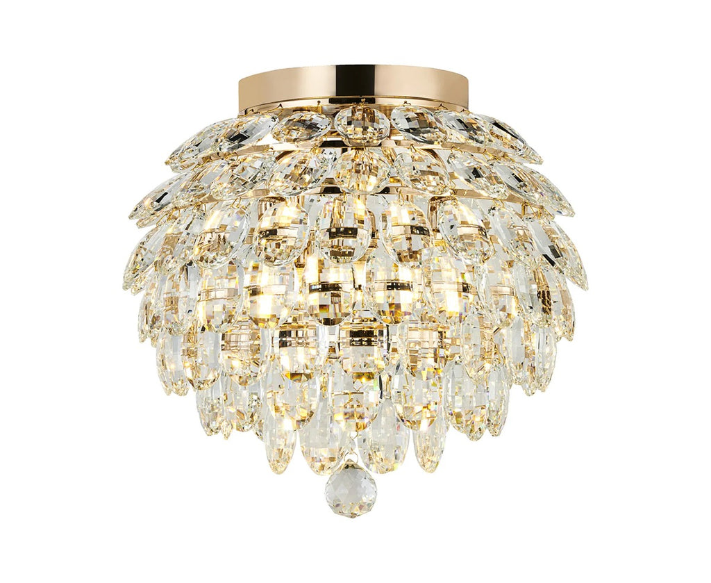 Diyas Coniston 5 Light Ceiling Light in French Gold IP44