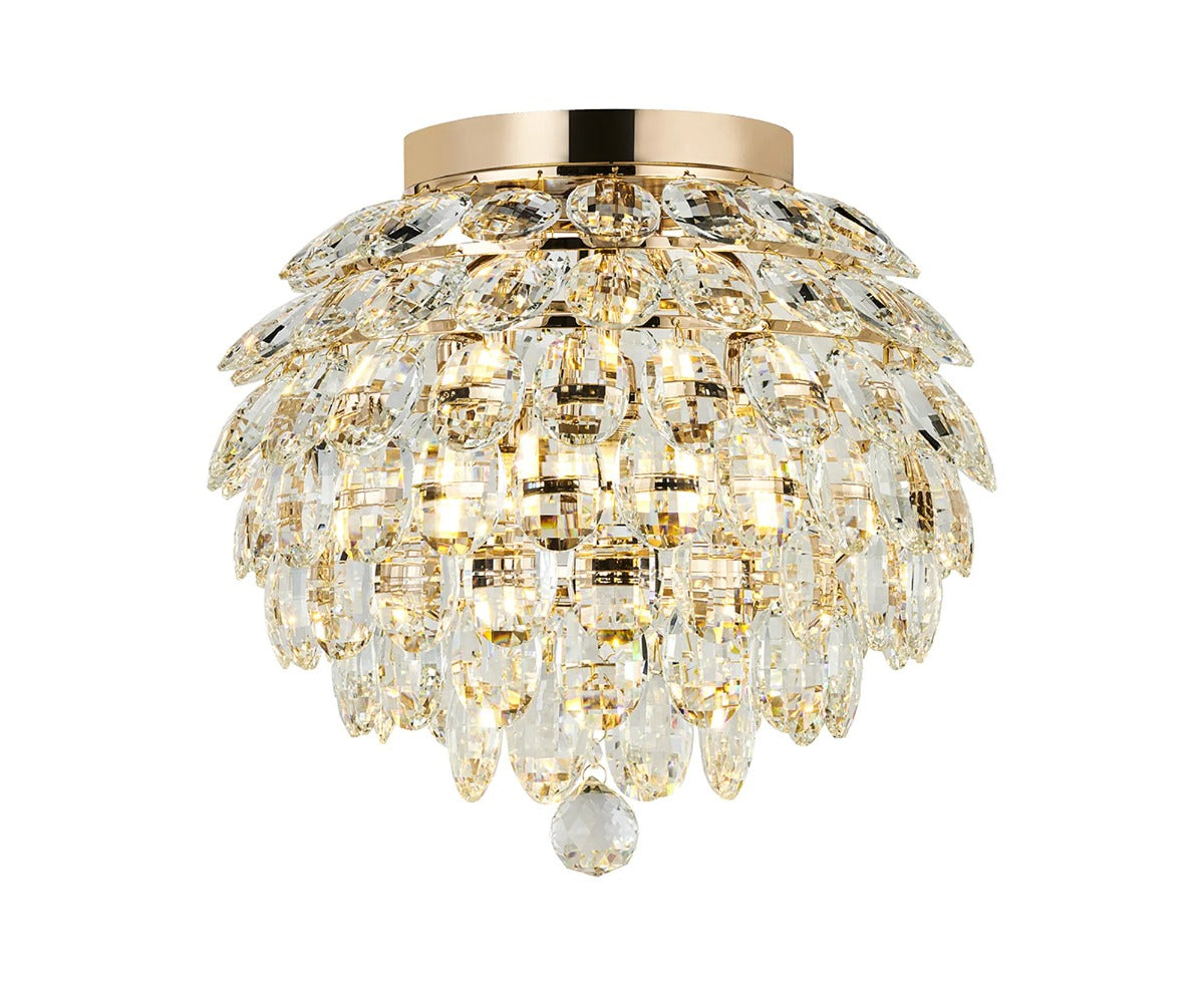 Diyas Coniston 5 Light Ceiling Light in French Gold IP44