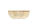 Diyas Coniston 5 Light Linear Bar Flush Ceiling Light in French Gold with Crystal