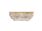 Diyas Coniston 5 Light Linear Bar Flush Ceiling Light in French Gold with Crystal