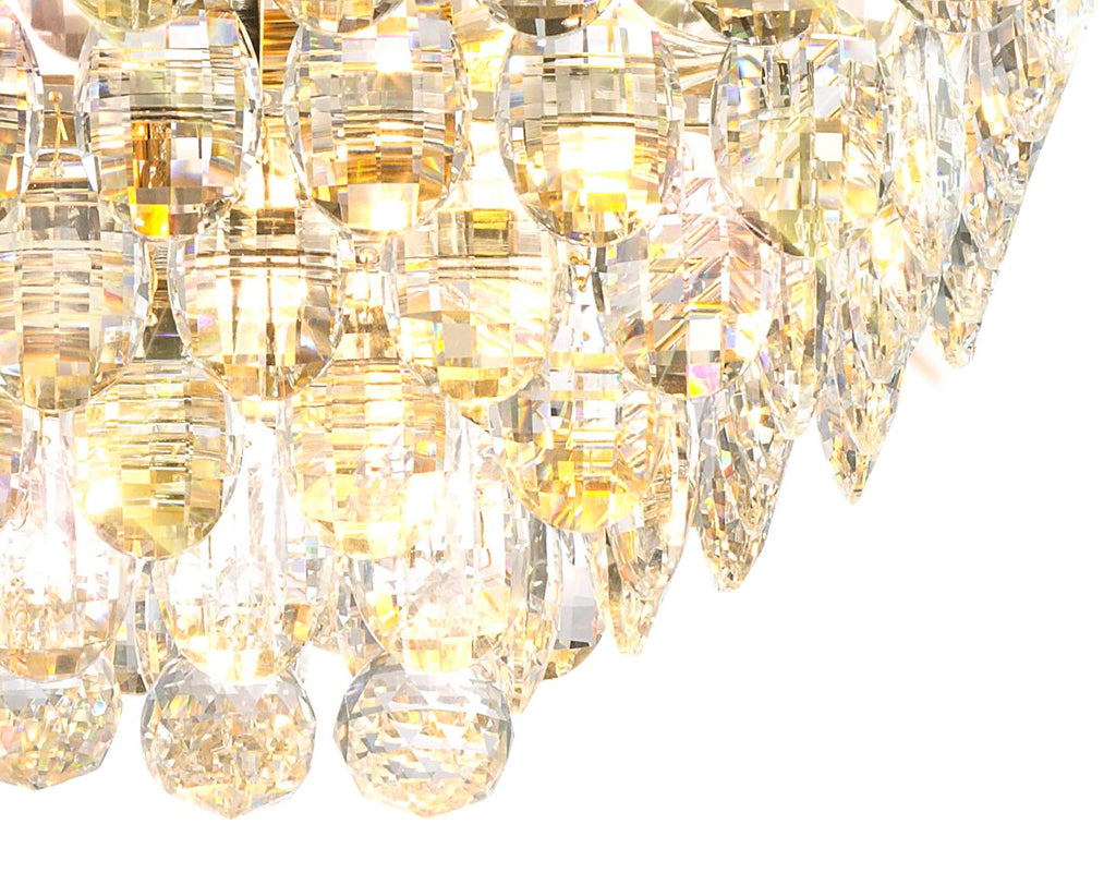 Diyas Coniston 5 Light Linear Bar Flush Ceiling Light in French Gold with Crystal
