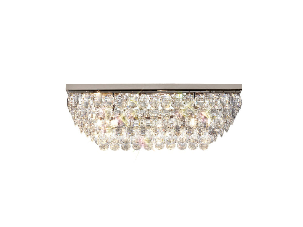 Diyas Coniston 5 Light Linear Bar Flush Ceiling Light in Polished Chrome with Crystal