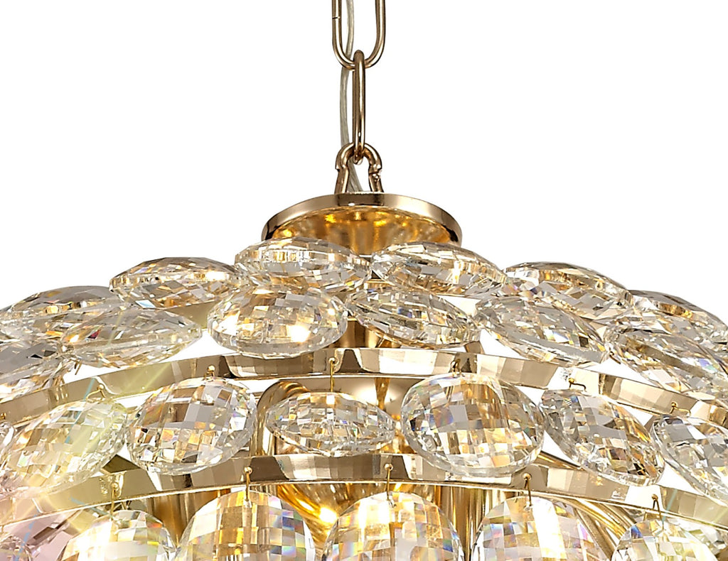 Diyas Coniston 6 Light Medium Pendant Light in Gold with Crystal