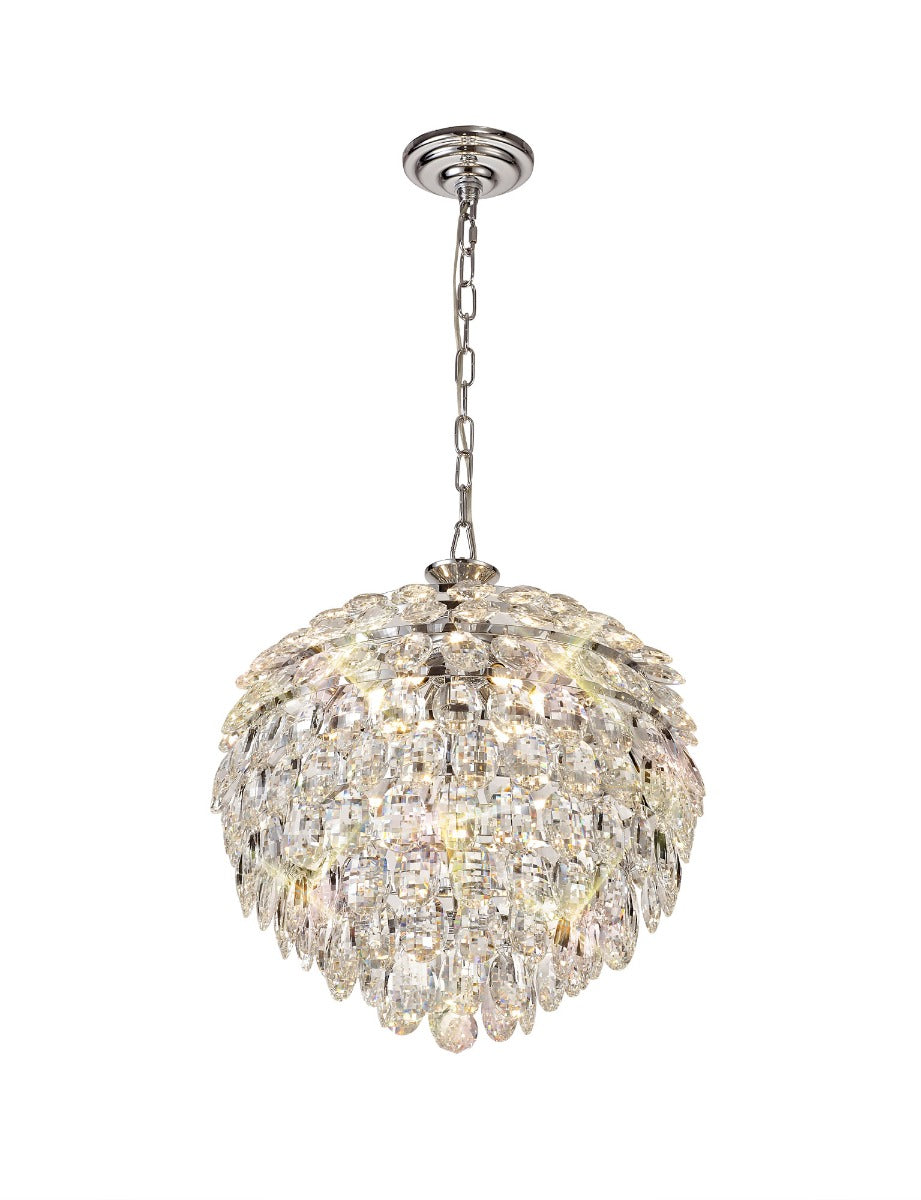 Diyas Coniston 6 Light Medium Pendant Light in Polished Chrome with Crystal