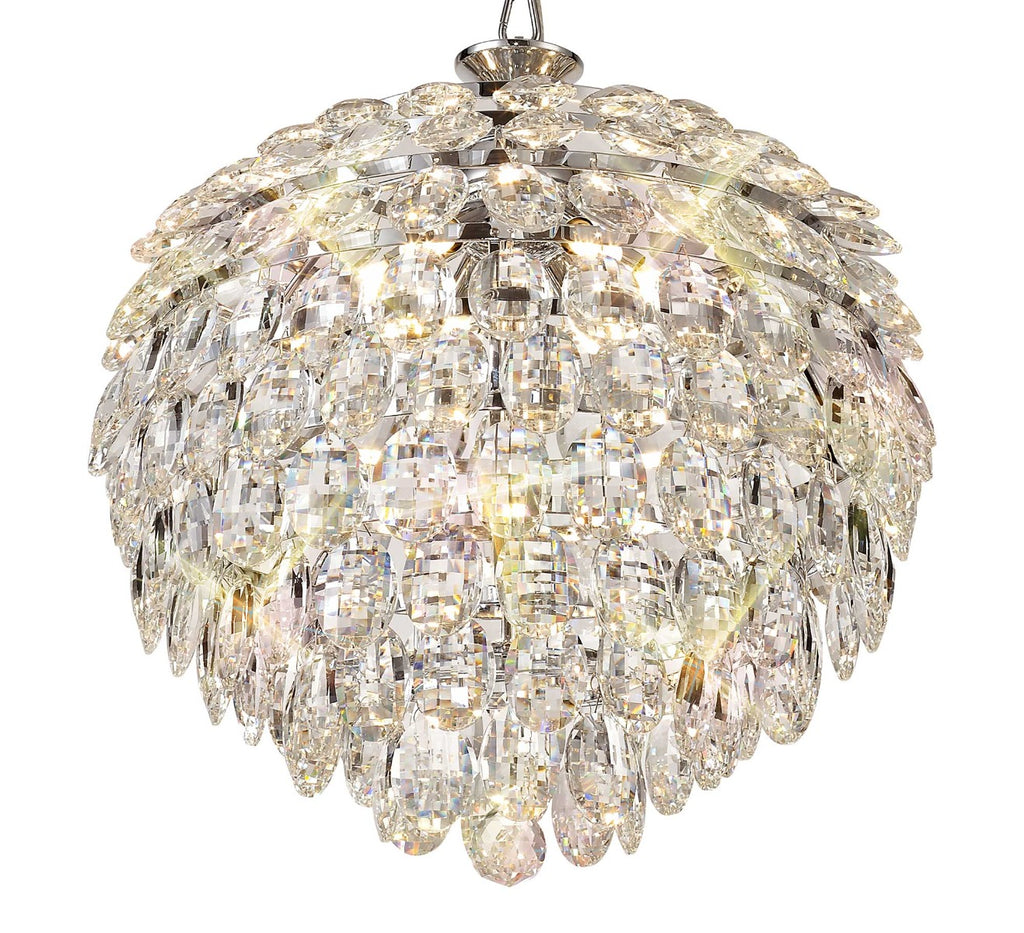 Diyas Coniston 6 Light Medium Pendant Light in Polished Chrome with Crystal