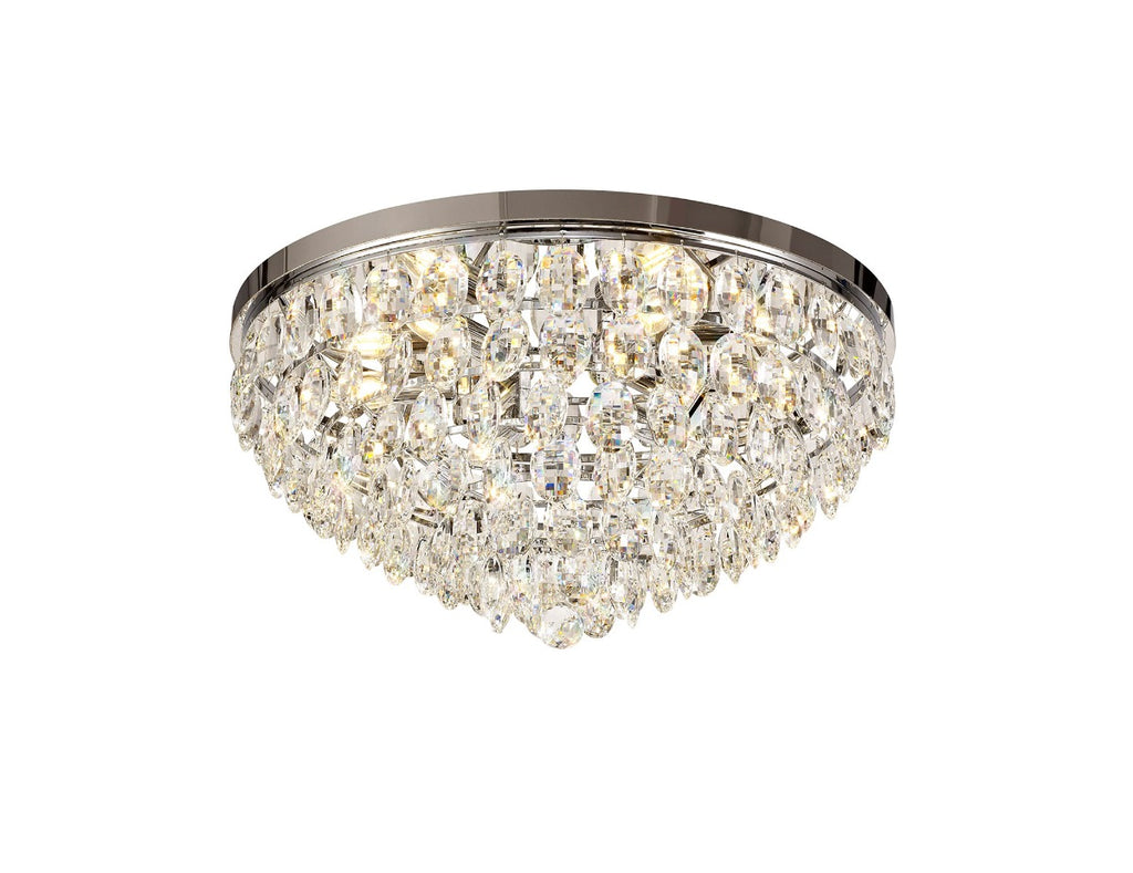 Diyas Coniston 6 Light Round Flush Ceiling Light in Polished Chrome with Crystal