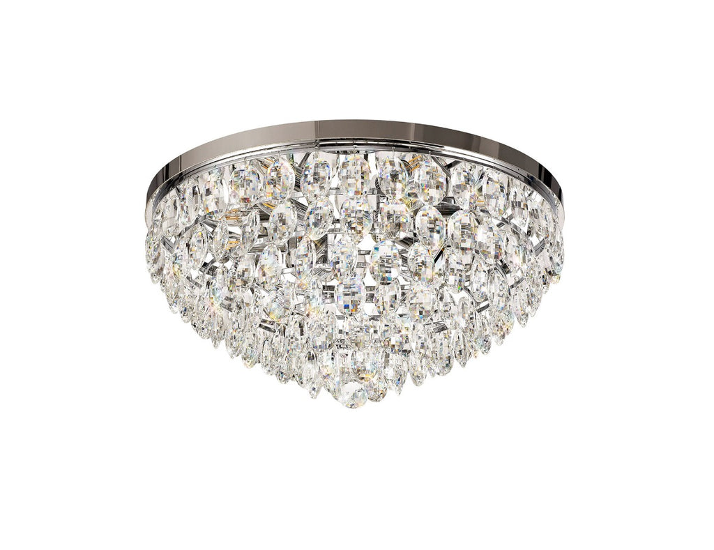 Diyas Coniston 6 Light Round Flush Ceiling Light in Polished Chrome with Crystal