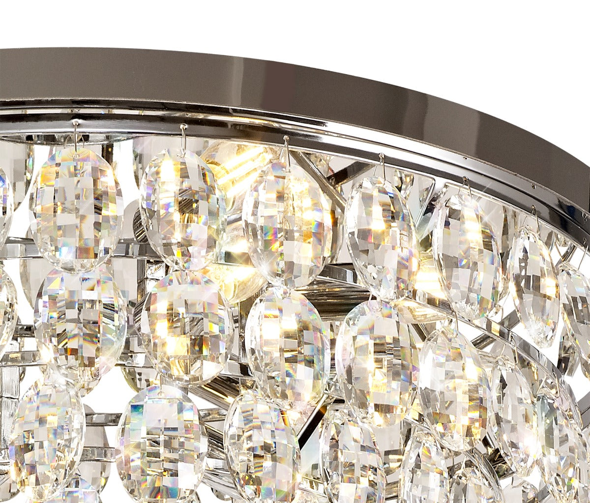 Diyas Coniston 6 Light Round Flush Ceiling Light in Polished Chrome with Crystal