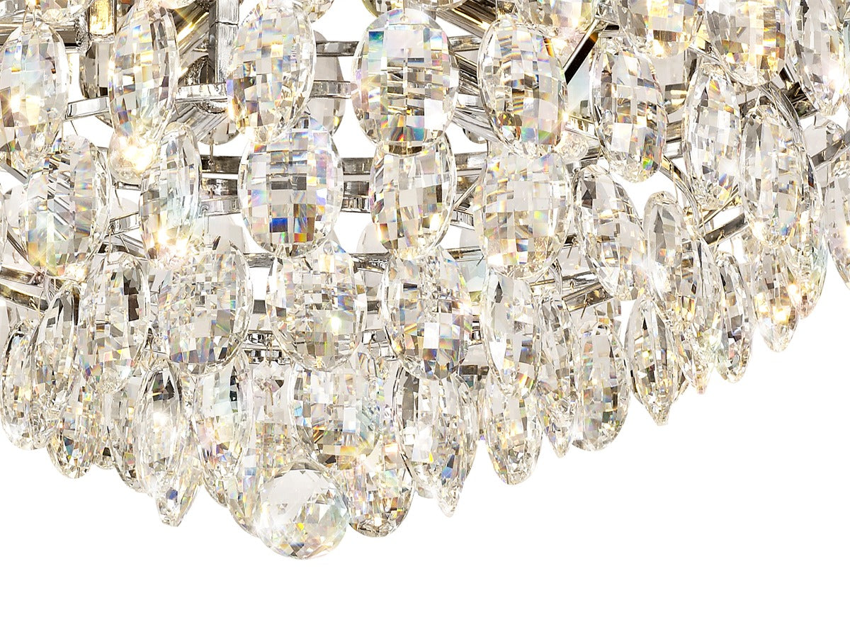Diyas Coniston 6 Light Round Flush Ceiling Light in Polished Chrome with Crystal