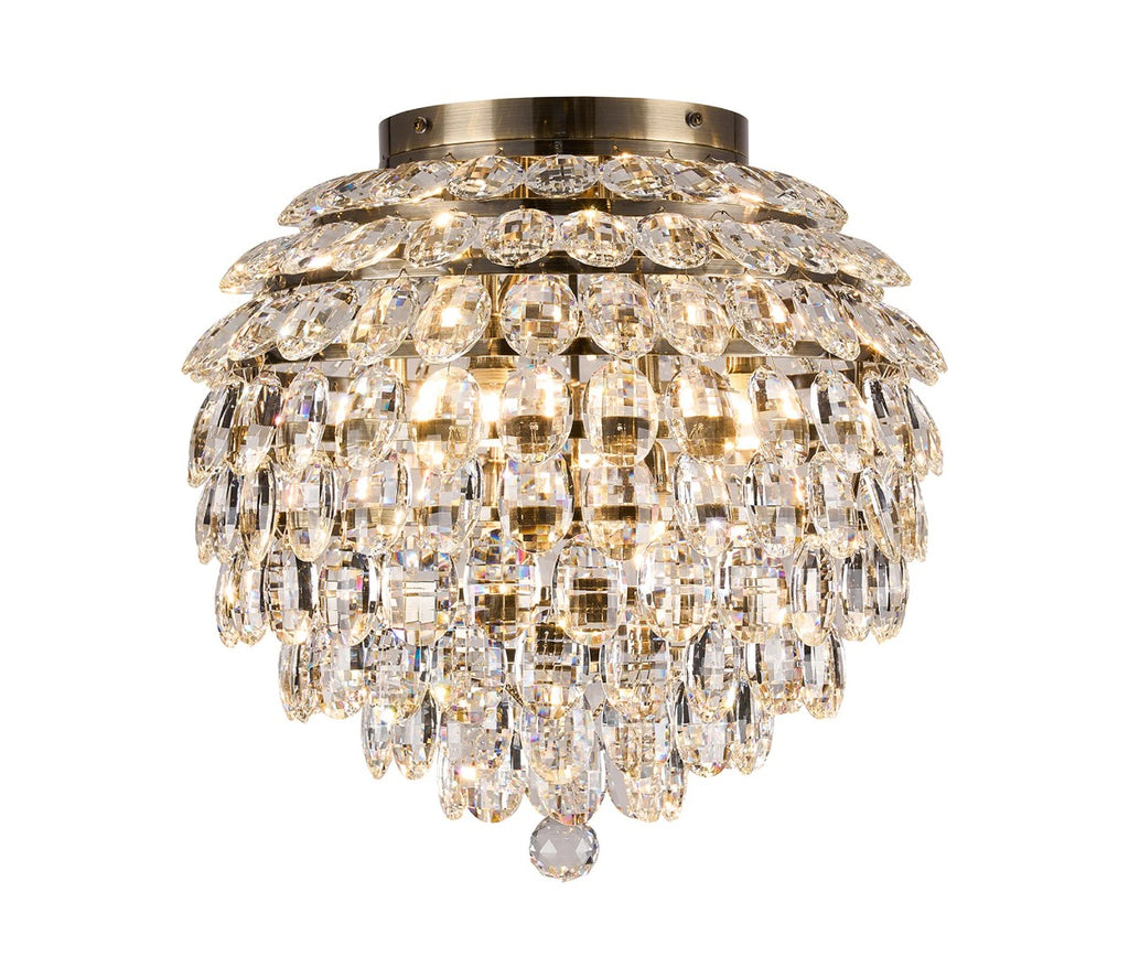 Diyas Coniston 8 Light Ceiling Light in Antique Brass IP44