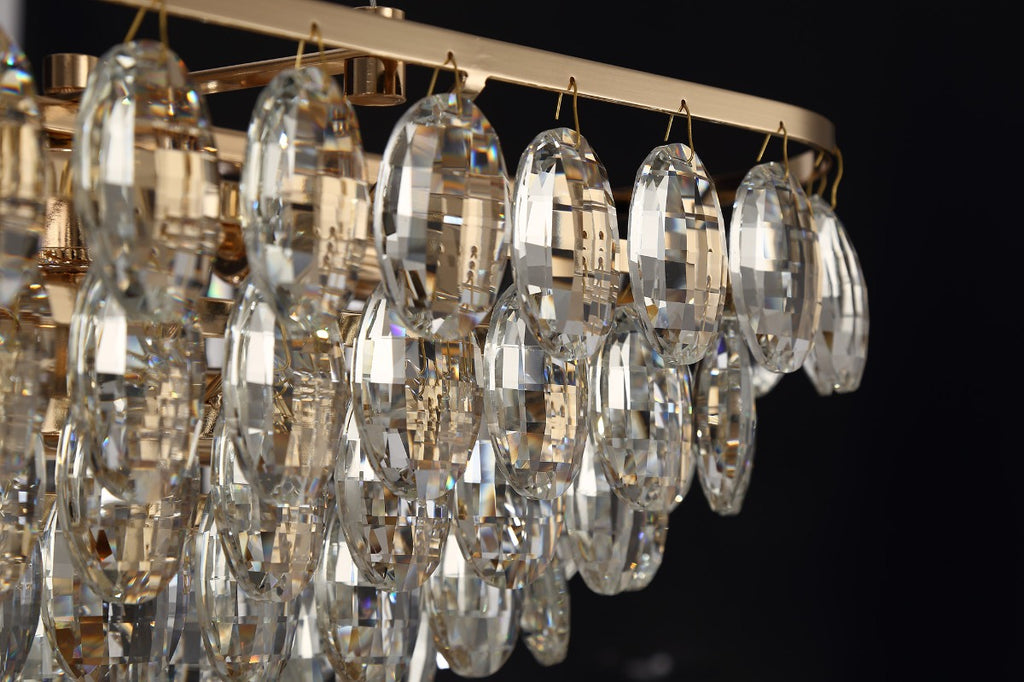 Diyas Coniston 8 Light Linear Bar Pendant Light in French Gold with Crystal