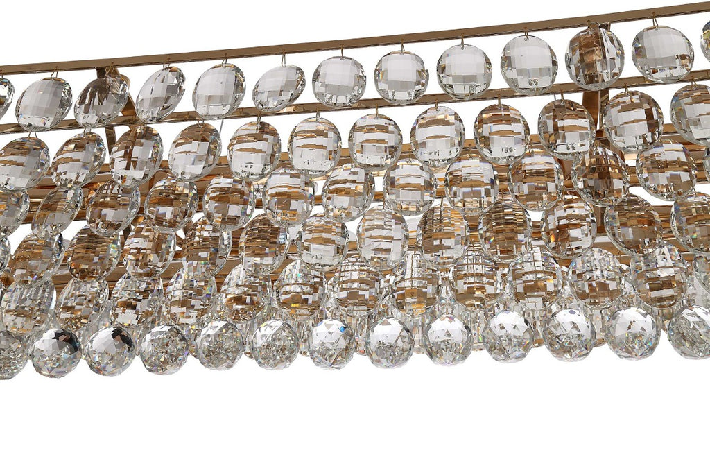 Diyas Coniston 8 Light Linear Bar Pendant Light in French Gold with Crystal