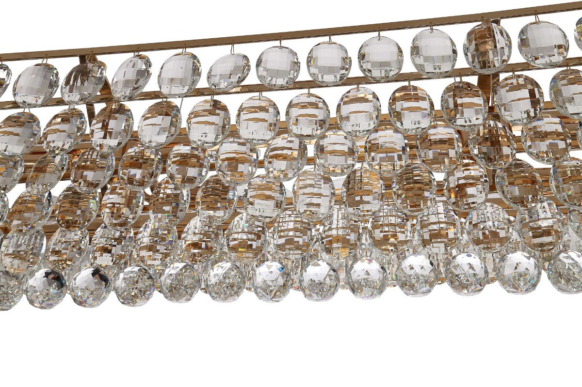 Diyas Coniston 8 Light Linear Bar Pendant Light in French Gold with Crystal