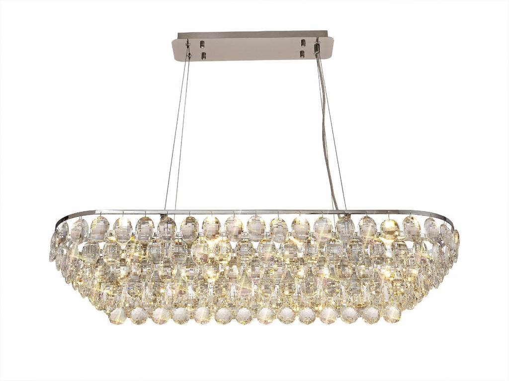 Diyas Coniston 8 Light Linear Bar Pendant Light in Polished Chrome with Crystal