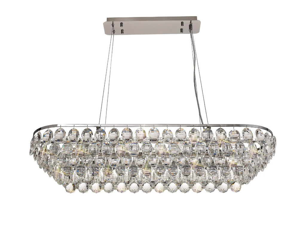 Diyas Coniston 8 Light Linear Bar Pendant Light in Polished Chrome with Crystal