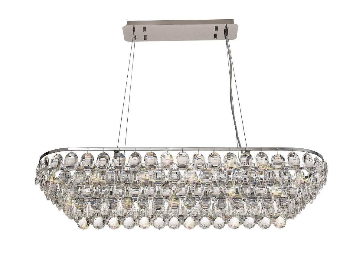 Diyas Coniston 8 Light Linear Bar Pendant Light in Polished Chrome with Crystal