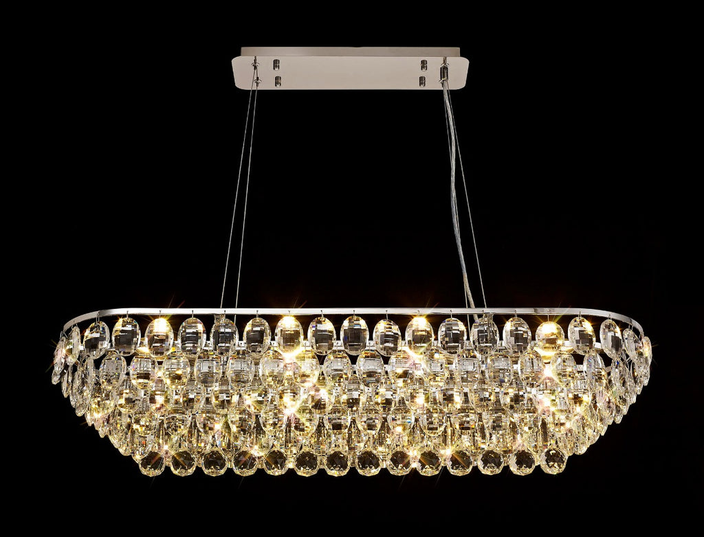 Diyas Coniston 8 Light Linear Bar Pendant Light in Polished Chrome with Crystal
