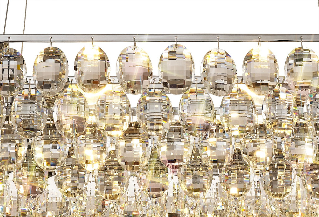 Diyas Coniston 8 Light Linear Bar Pendant Light in Polished Chrome with Crystal