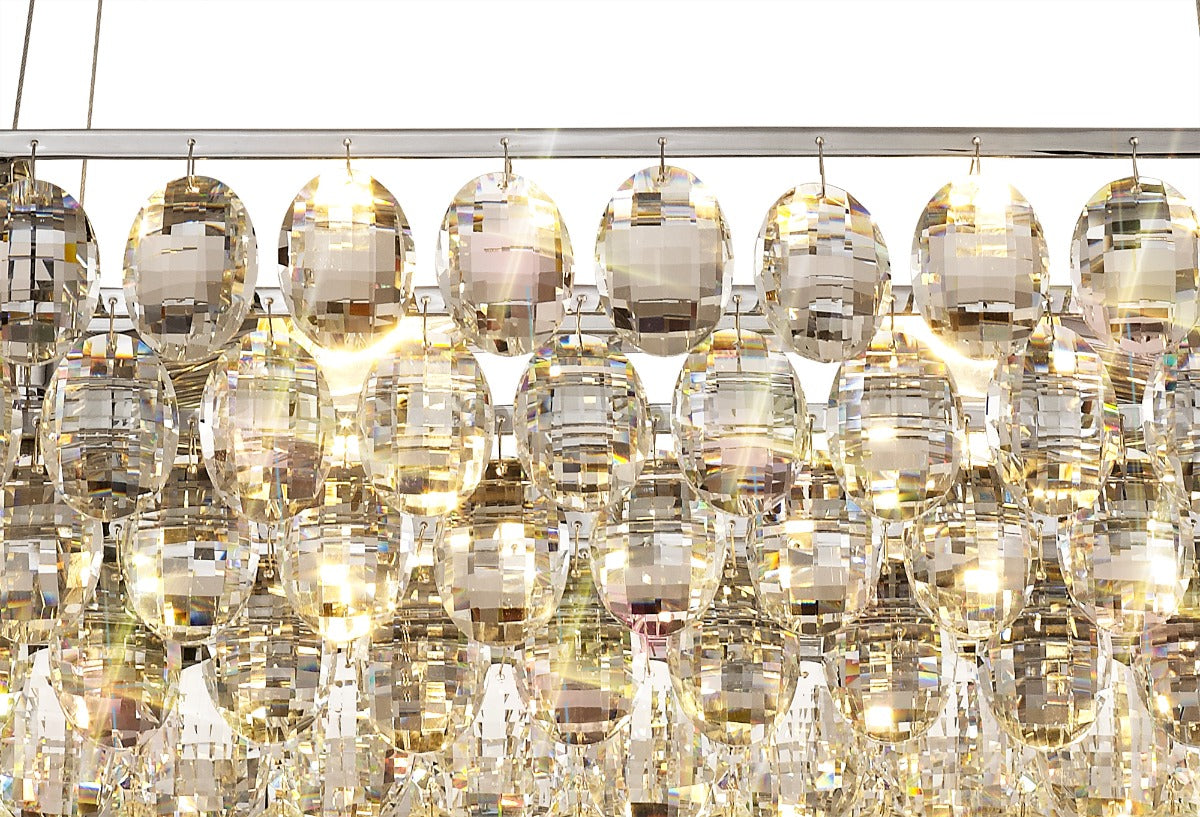 Diyas Coniston 8 Light Linear Bar Pendant Light in Polished Chrome with Crystal
