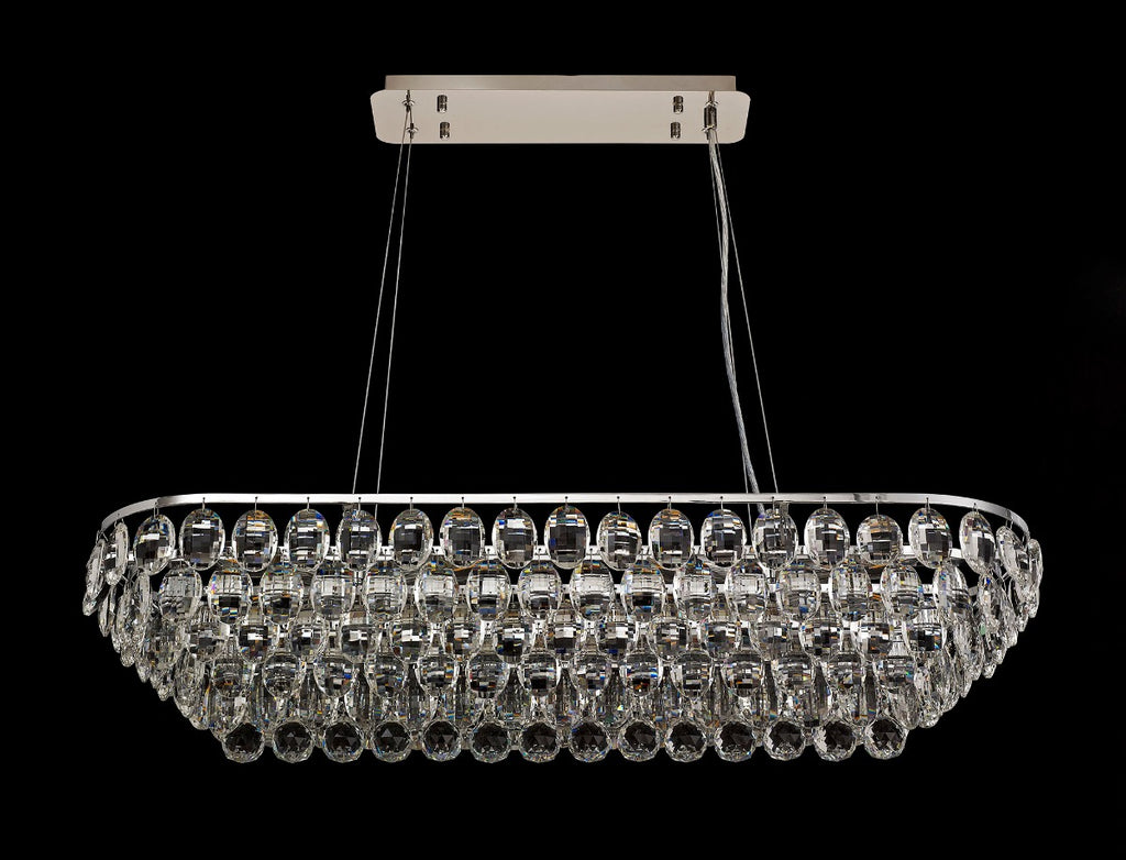 Diyas Coniston 8 Light Linear Bar Pendant Light in Polished Chrome with Crystal