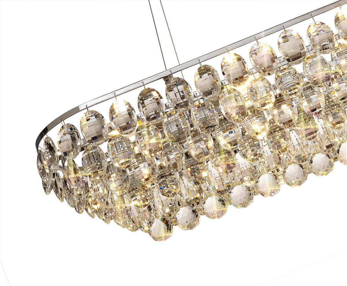 Diyas Coniston 8 Light Linear Bar Pendant Light in Polished Chrome with Crystal