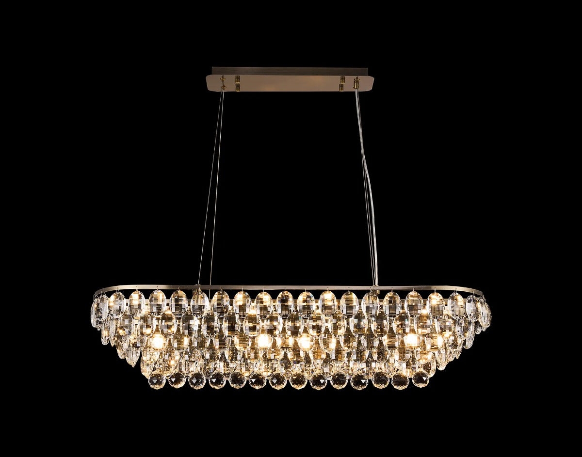 Diyas Coniston 8 Light Linear Pendant Light in Antique Brass