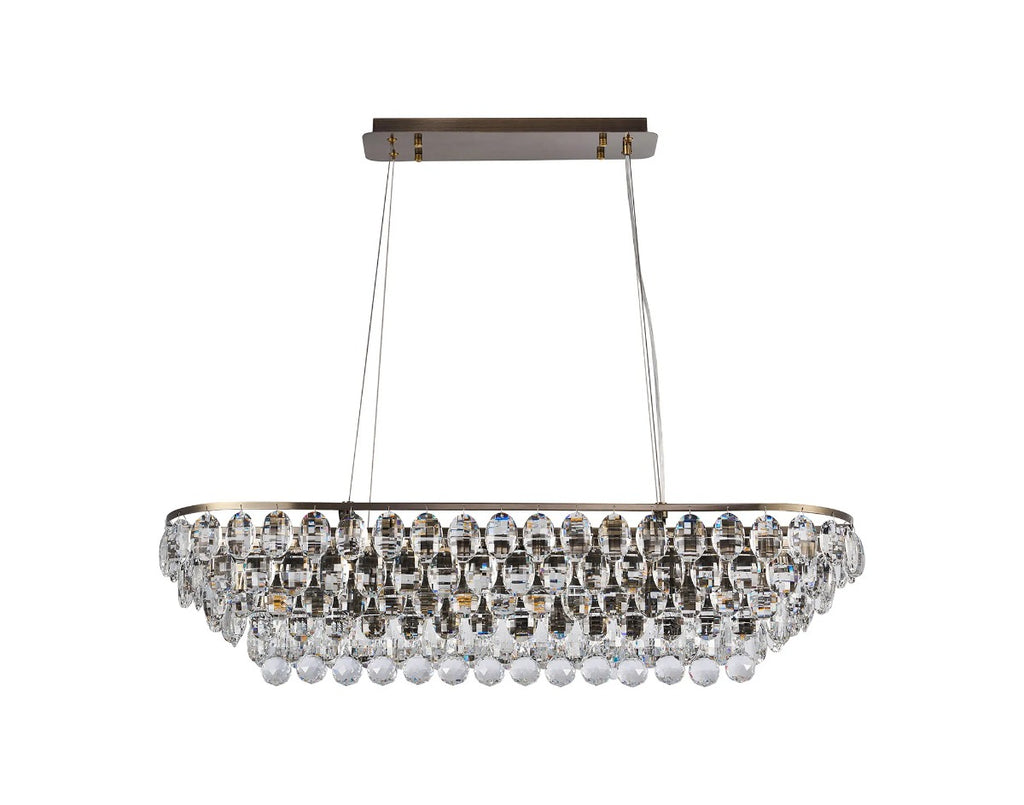 Diyas Coniston 8 Light Linear Pendant Light in Antique Brass