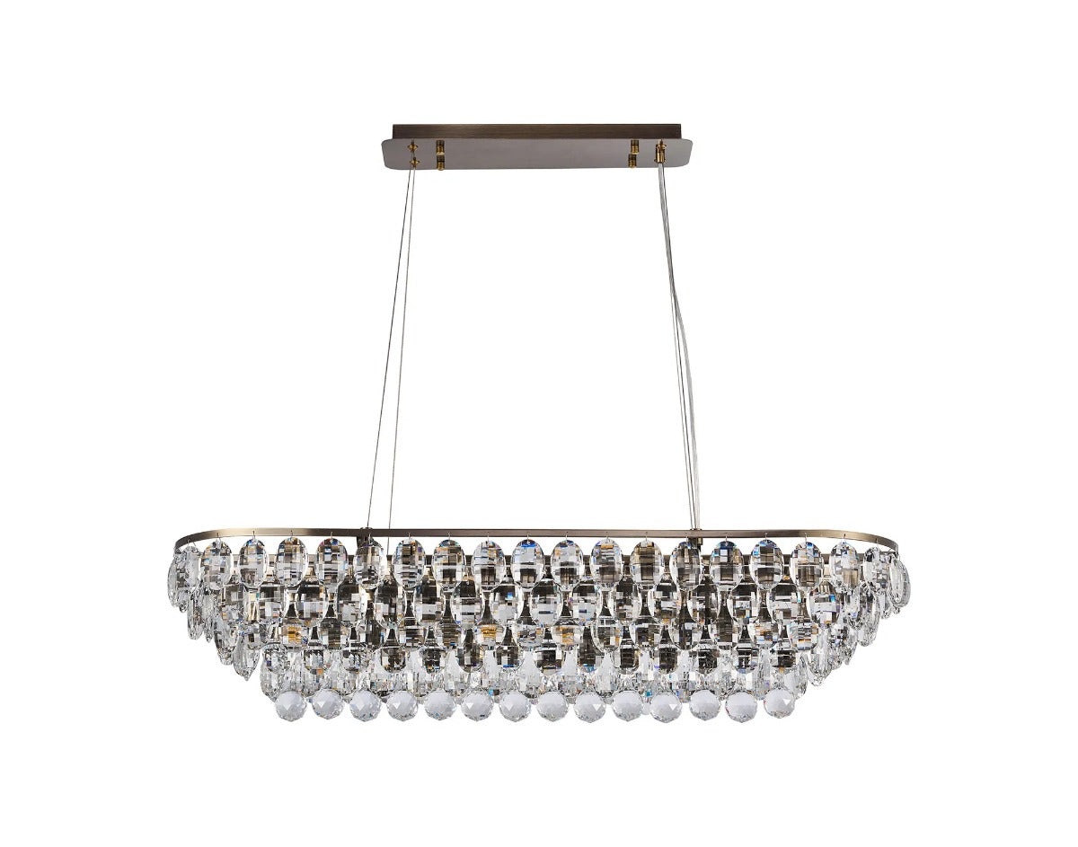 Diyas Coniston 8 Light Linear Pendant Light in Antique Brass