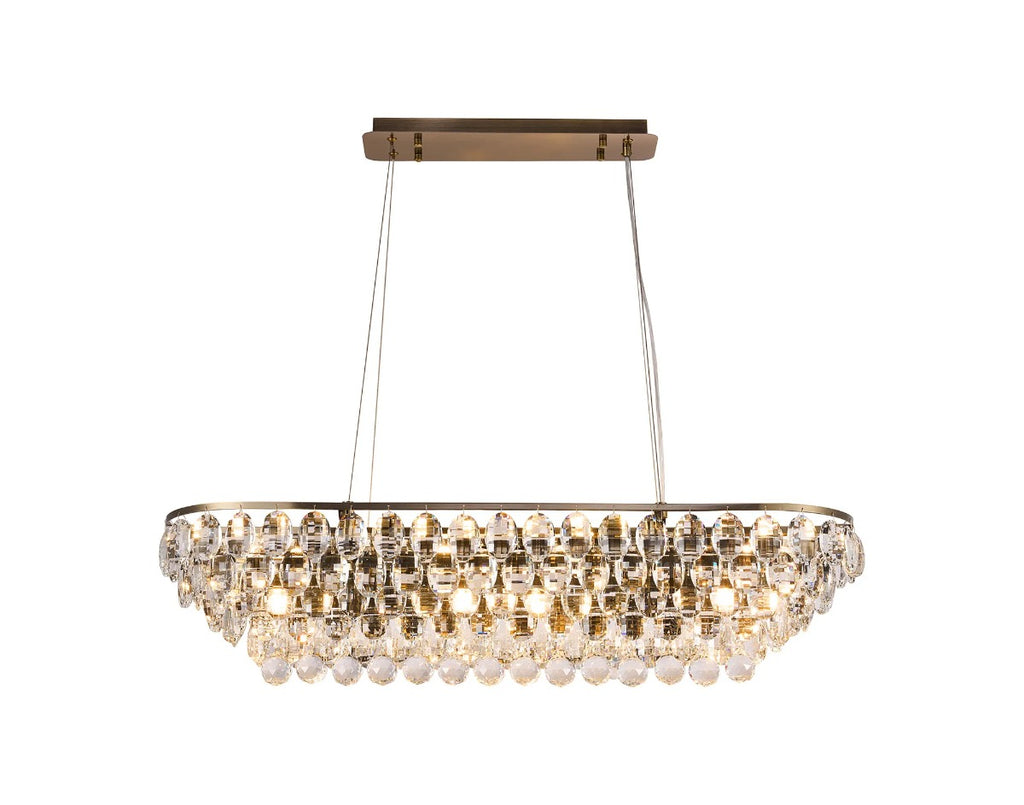 Diyas Coniston 8 Light Linear Pendant Light in Antique Brass
