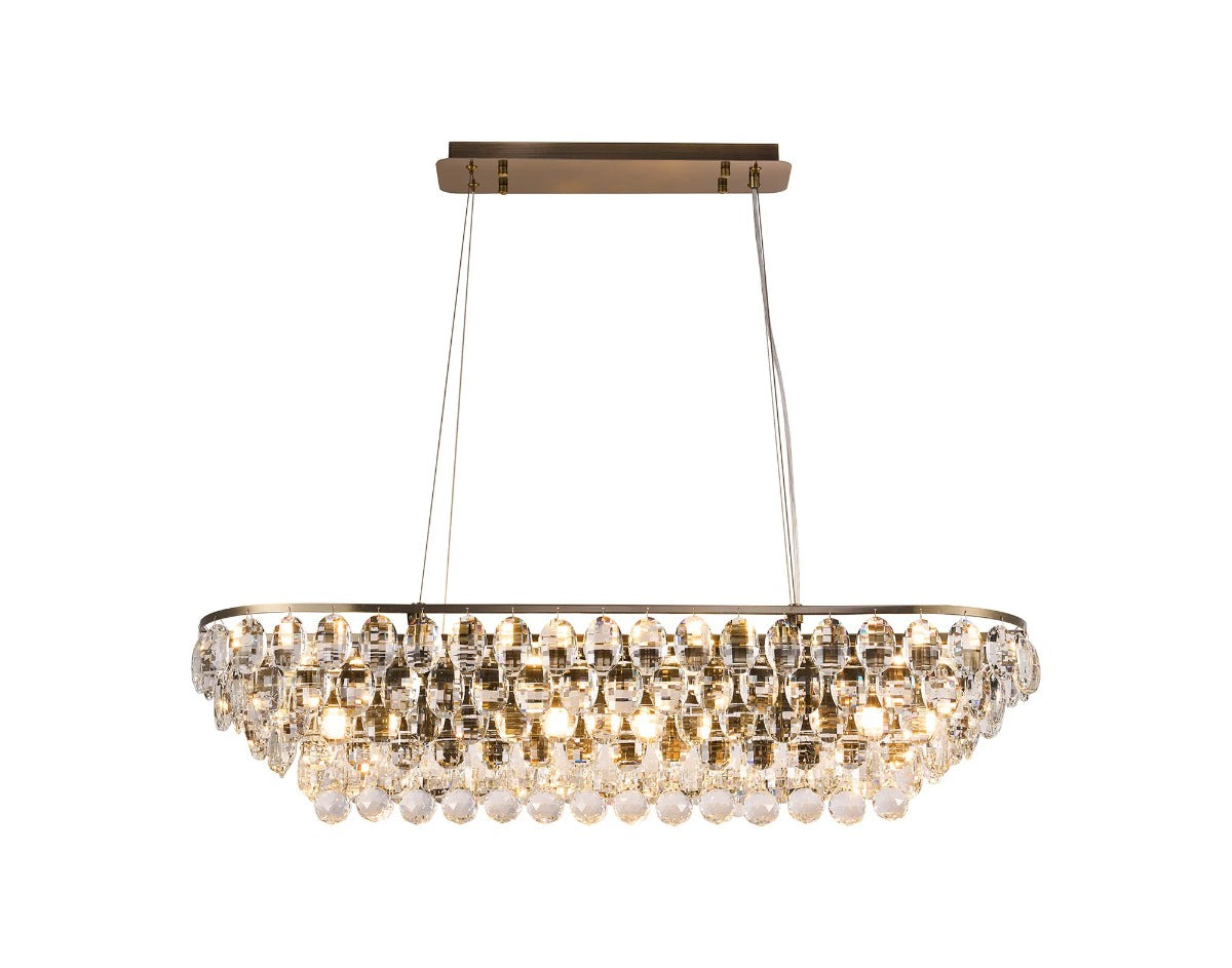 Diyas Coniston 8 Light Linear Pendant Light in Antique Brass