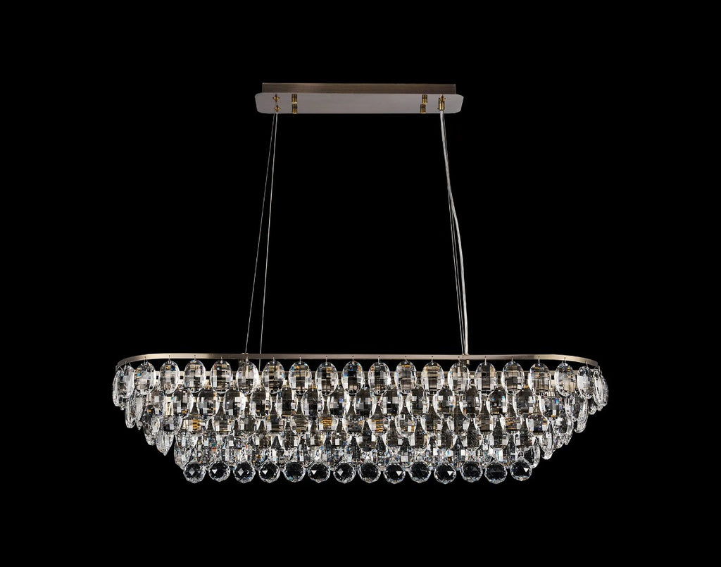 Diyas Coniston 8 Light Linear Pendant Light in Antique Brass