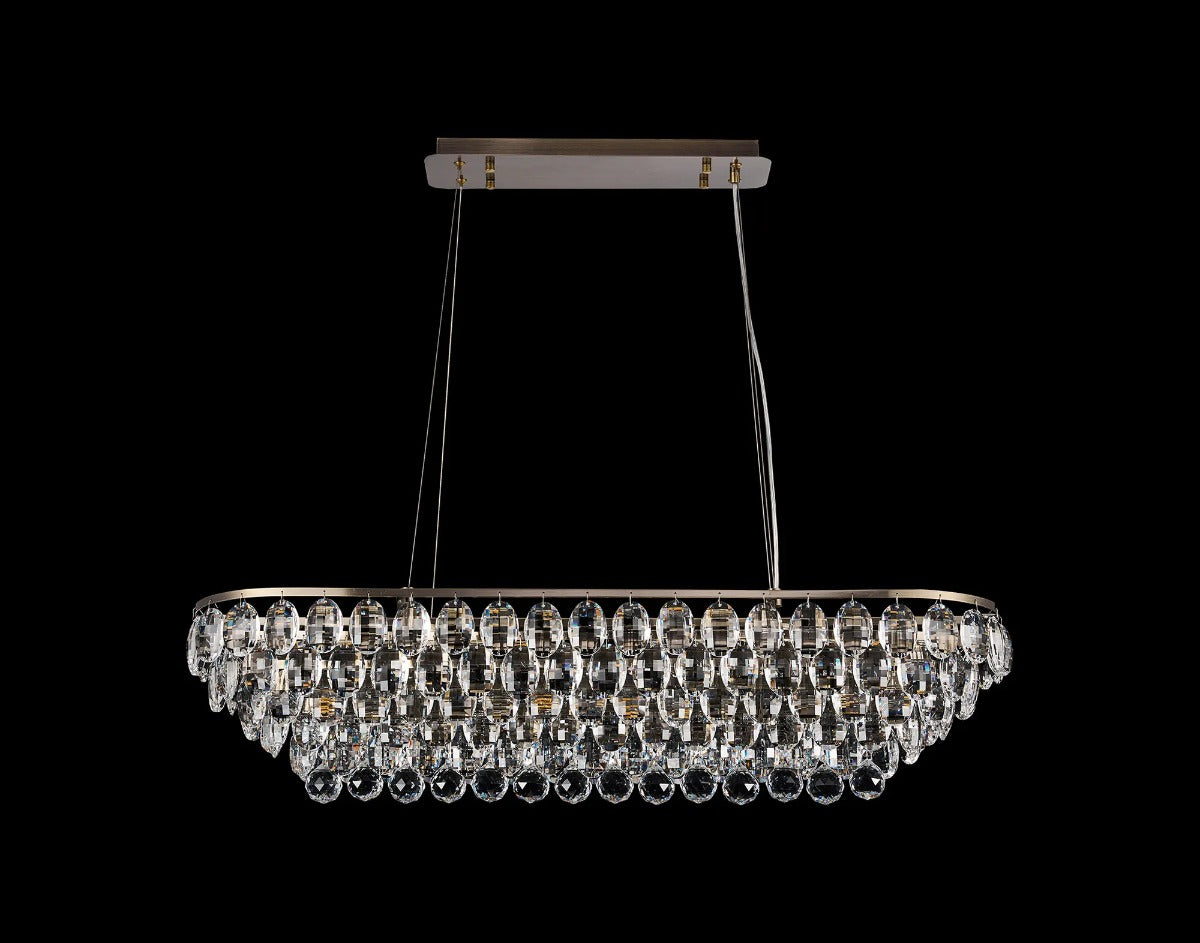Diyas Coniston 8 Light Linear Pendant Light in Antique Brass