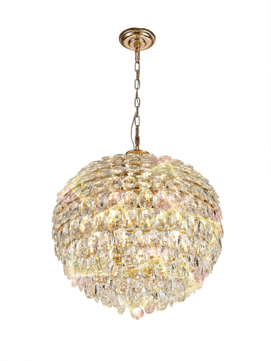 Diyas Coniston 9 Light Large Pendant Light in Gold with Crystal