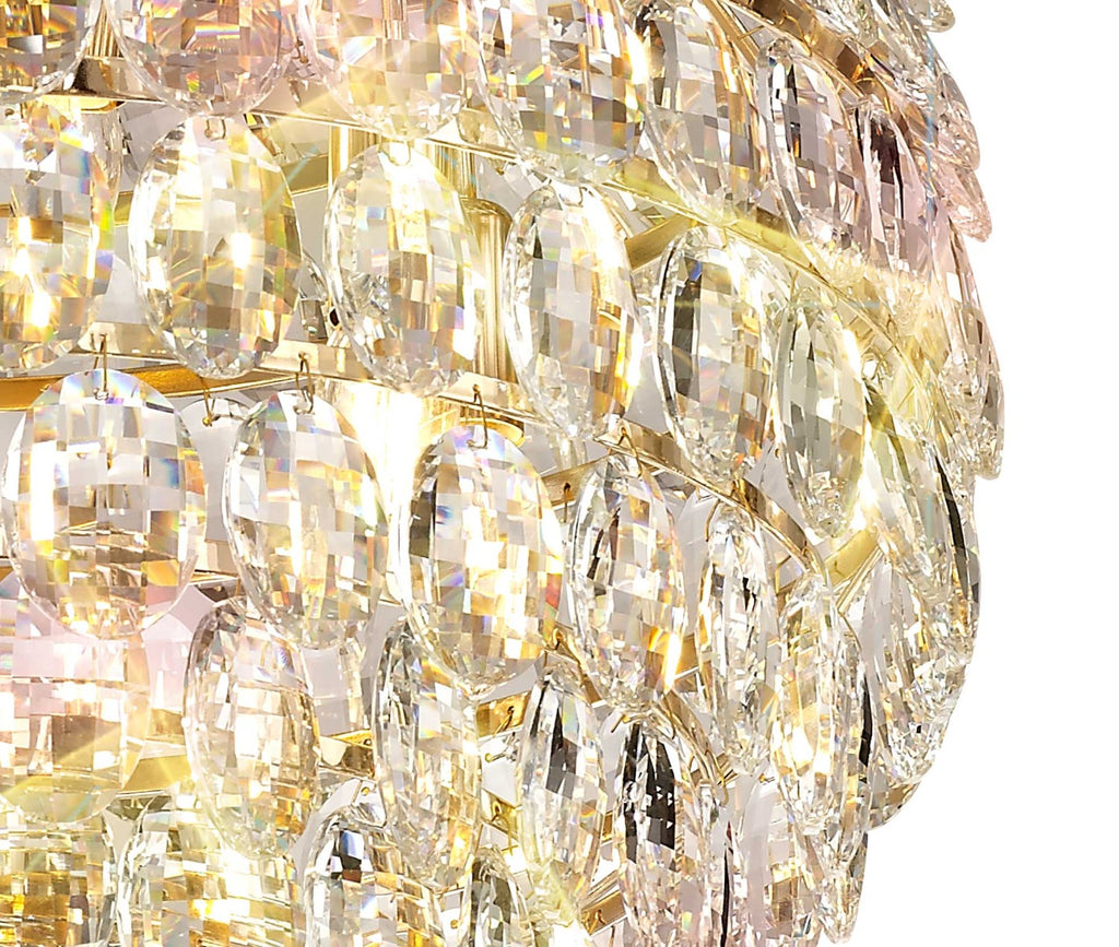 Diyas Coniston 9 Light Large Pendant Light in Gold with Crystal