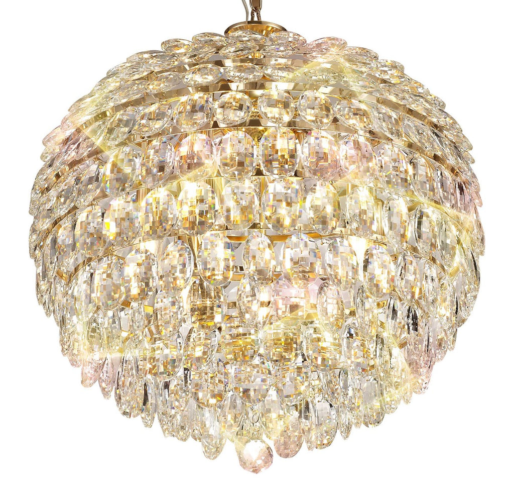 Diyas Coniston 9 Light Large Pendant Light in Gold with Crystal