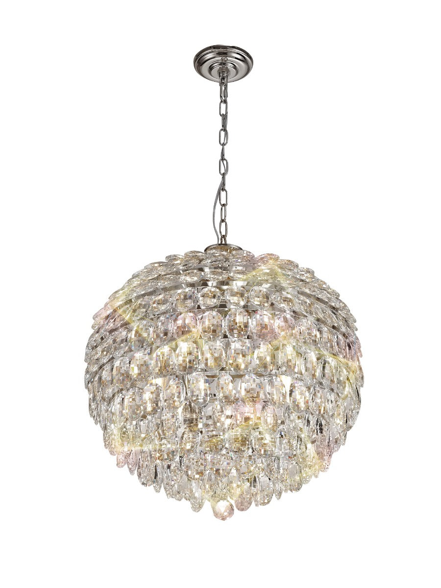 Diyas Coniston 9 Light Large Pendant Light in Polished Chrome with Crystal
